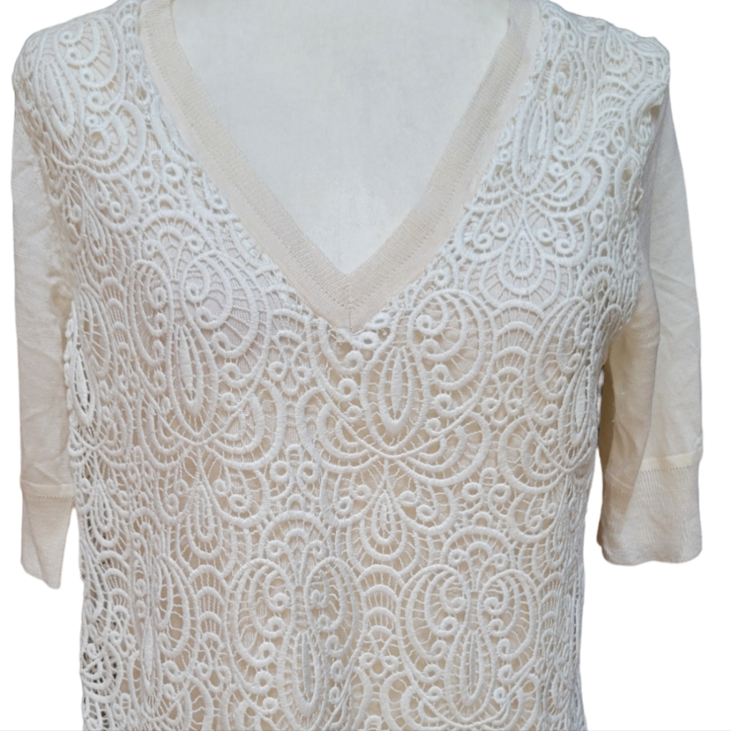 Lela Rose Lace Front Sweater